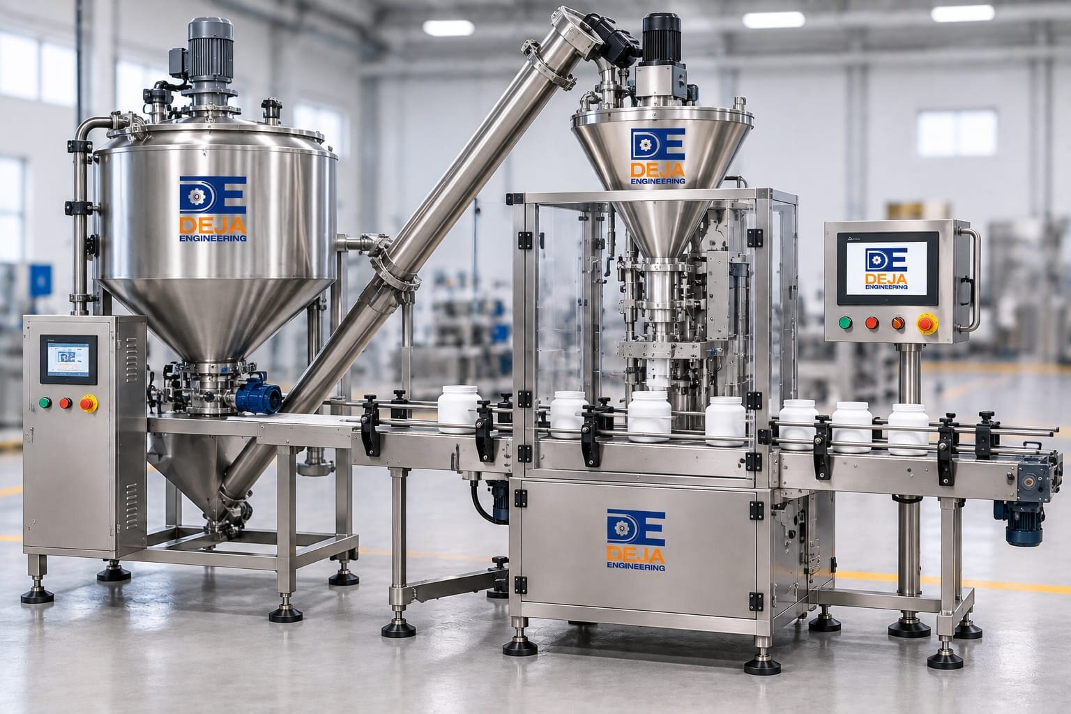 Powder mixing & auger filling line